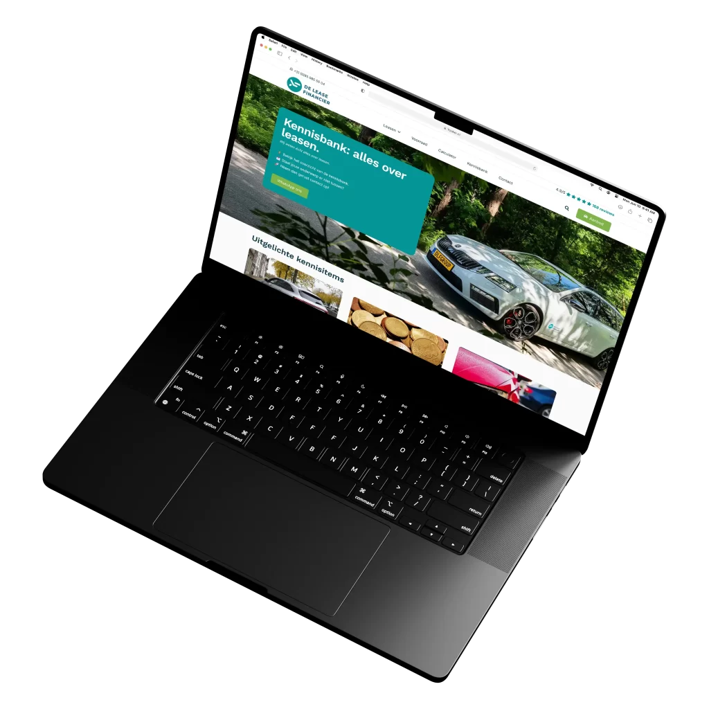 Open laptop met lease website op scherm